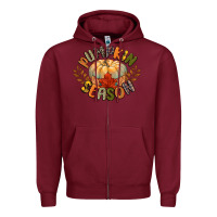 Burgundy pumpkin season Zipper Hoodie - CowGirlArtShop