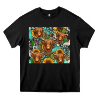 Black long haired shaggy cow western Heavy Core Tee - Jasminsmagicworld