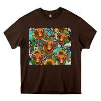 Chocolate Brown long haired shaggy cow western Heavy Core Tee - Jasminsmagicworld