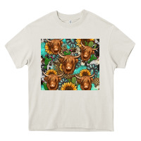 Cream long haired shaggy cow western Heavy Core Tee - Jasminsmagicworld