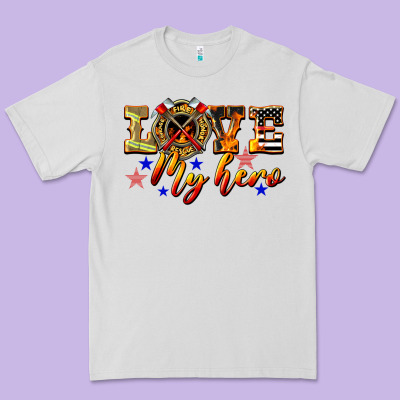 Love My Hero Firefighter Premium Tee Designed By Lillyallendesigns