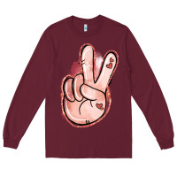 Burgundy Floral Argyle Peace Sign Long Sleeve Tee - Jasminsmagicworld