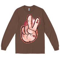 Chestnut Floral Argyle Peace Sign Long Sleeve Tee - Jasminsmagicworld