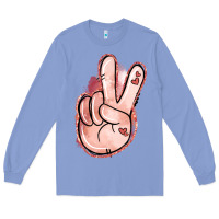 Colony Blue Floral Argyle Peace Sign Long Sleeve Tee - Jasminsmagicworld