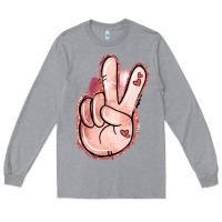 Heather Grey Floral Argyle Peace Sign Long Sleeve Tee - Jasminsmagicworld