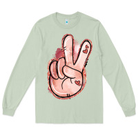 Matcha Floral Argyle Peace Sign Long Sleeve Tee - Jasminsmagicworld