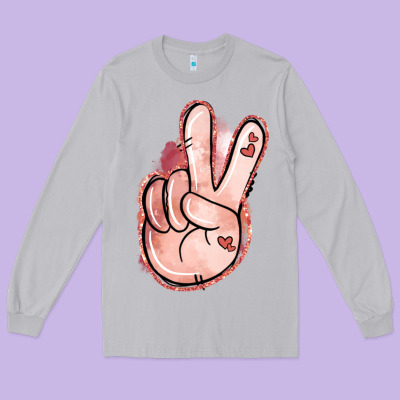 Floral Argyle Peace Sign Long Sleeve Tee Designed By Jasminsmagicworld
