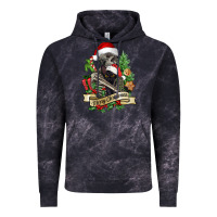 Cloud Black Merry Christmas skeleton with black cat Vintage Hoodie - NancyCooperArtShop