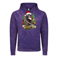 Cloud Purple Merry Christmas skeleton with black cat Vintage Hoodie - NancyCooperArtShop