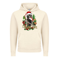 Vintage Artic Merry Christmas skeleton with black cat Vintage Hoodie - NancyCooperArtShop