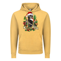 Vintage Mustard Merry Christmas skeleton with black cat Vintage Hoodie - NancyCooperArtShop