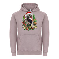 Vintage Zinc Merry Christmas skeleton with black cat Vintage Hoodie - NancyCooperArtShop