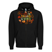 Black happy thanksgiving day Zipper Hoodie - CowGirlArtShop