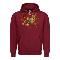 Burgundy happy thanksgiving day Zipper Hoodie - CowGirlArtShop