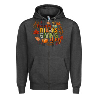 Charcoal Heather happy thanksgiving day Zipper Hoodie - CowGirlArtShop