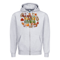 Heather Grey happy thanksgiving day Zipper Hoodie - CowGirlArtShop