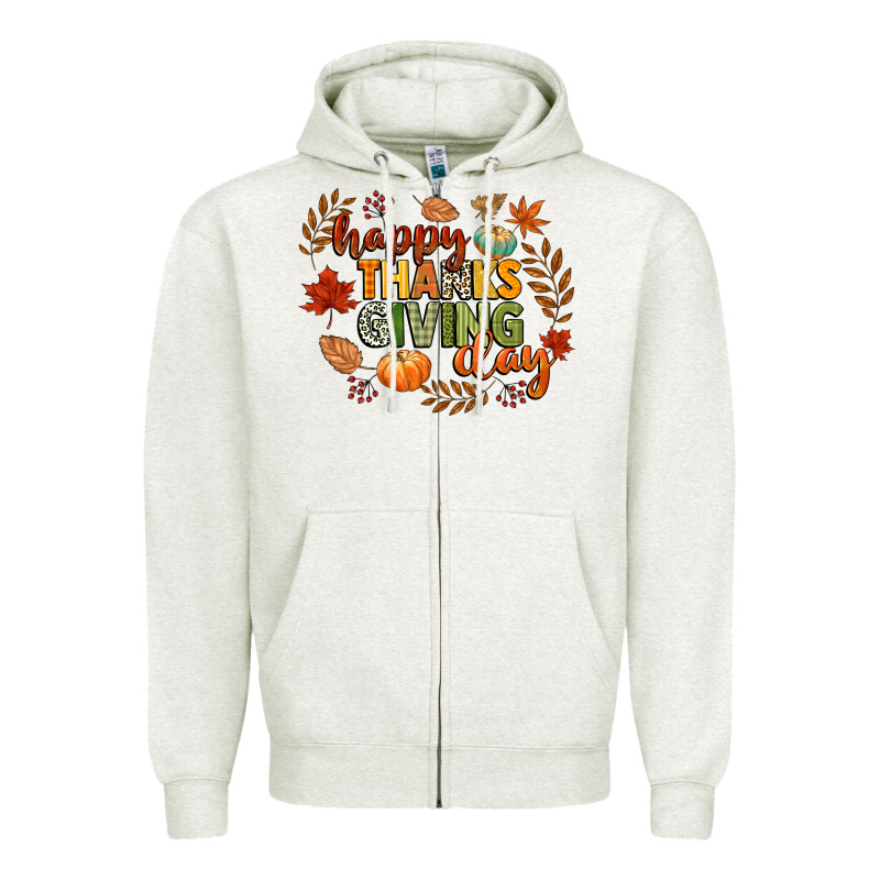 Happy Thanksgiving Day Zipper Hoodie by CowGirlArtShop | Teevron
