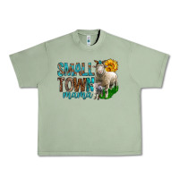 Oil Green Small Town Mama With Sheeps Urban Heavy Tee - BundleAndBundleShop