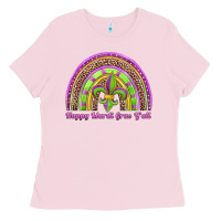 Bubblegum Pink happy mardi gras y'all rainbow Ladies Tee - Jasminsmagicworld