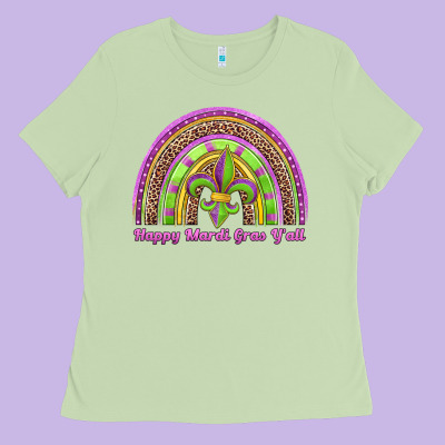 Happy Mardi Gras Y'all Rainbow Ladies Tee Designed By Jasminsmagicworld