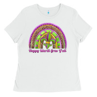 White happy mardi gras y'all rainbow Ladies Tee - Jasminsmagicworld