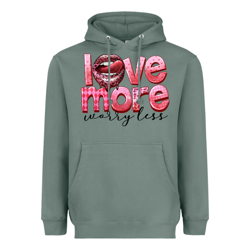 Love More Worry Less Heavyweight Hoodie by FaDigitalArtStudio | Teevron