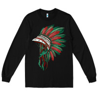Black american flag indian headdress Long Sleeve Tee - BarkalooDesign