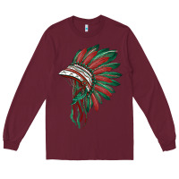 Burgundy american flag indian headdress Long Sleeve Tee - BarkalooDesign
