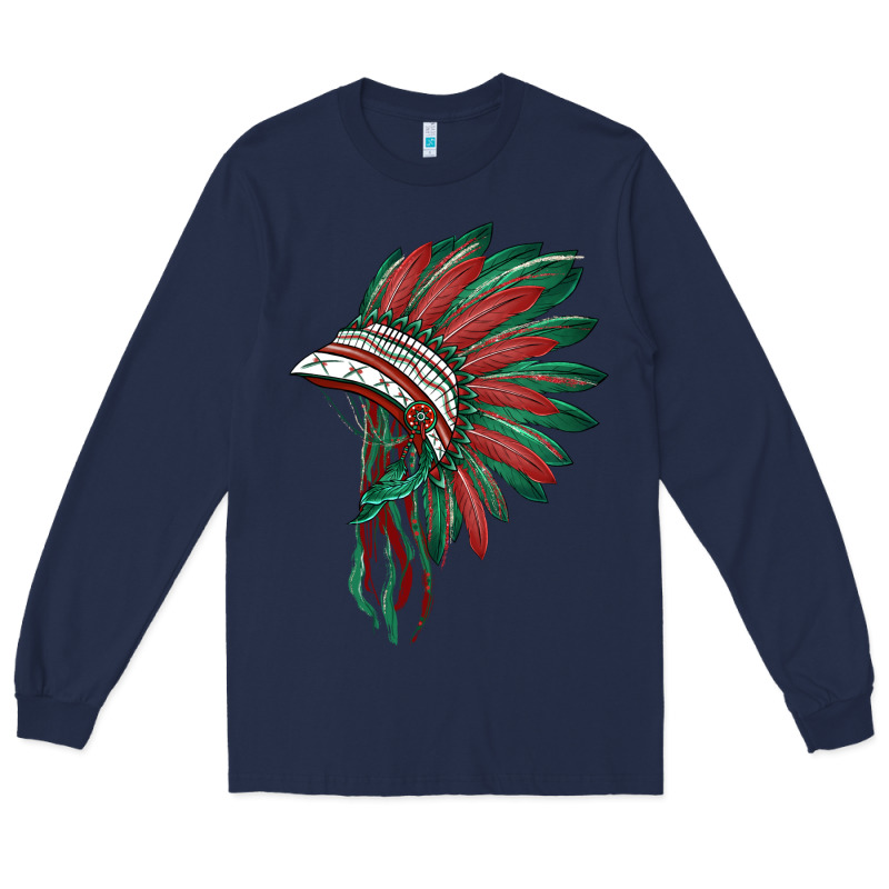 American Flag Indian Headdress Long Sleeve Tee by BarkalooDesign | Teevron