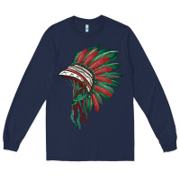 Navy american flag indian headdress Long Sleeve Tee - BarkalooDesign