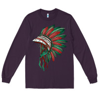 Plum american flag indian headdress Long Sleeve Tee - BarkalooDesign