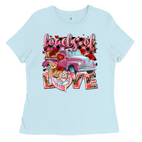 Baby Blue loads of love valentines day truck Ladies Tee - NancyCooperArtShop