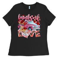 Black loads of love valentines day truck Ladies Tee - NancyCooperArtShop