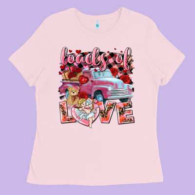 Loads Of Love Valentines Day Truck Ladies Tee Designed By Nancycooperartshop