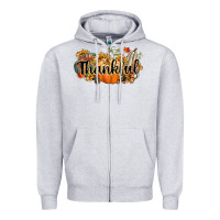 Heather Grey thankful Zipper Hoodie - CowGirlArtShop
