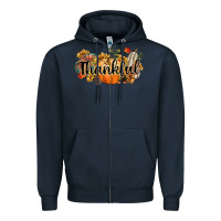 Navy thankful Zipper Hoodie - CowGirlArtShop