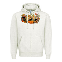 Oatmeal Heather thankful Zipper Hoodie - CowGirlArtShop