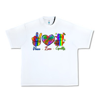 White Peace Love Equality Urban Heavy Tee - BundleAndBundleShop