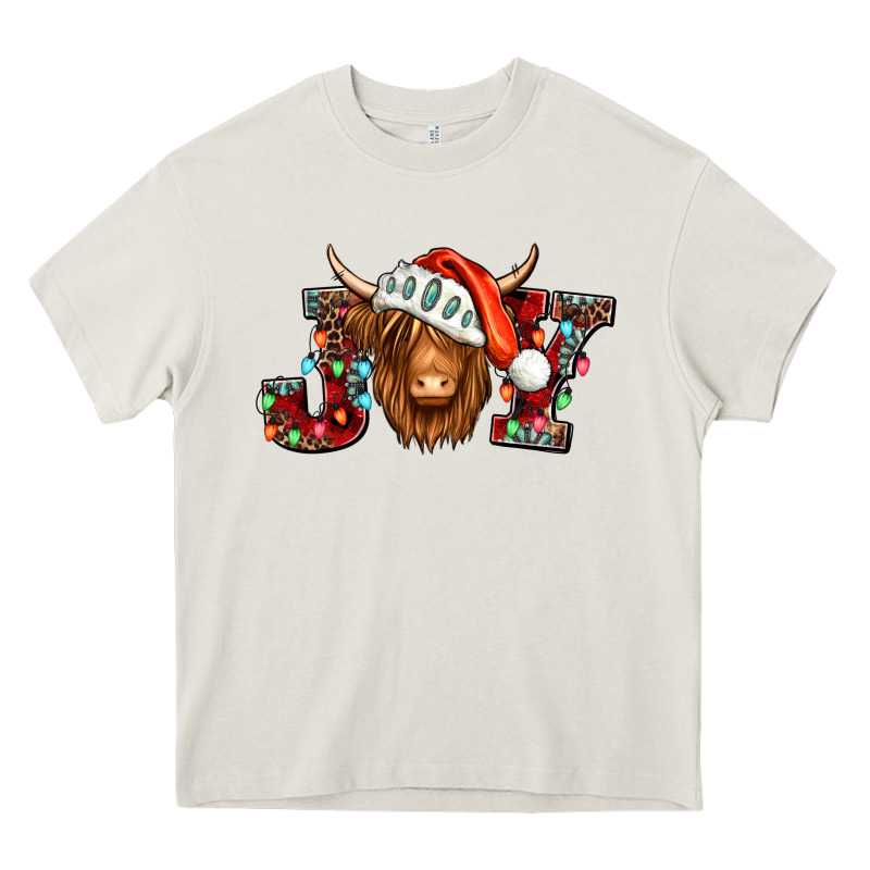 Joy Christmas Shaggy Cow Heavy Core Tee by Jasminsmagicworld | Teevron