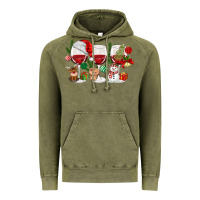 Vintage Olive Christmas Wine Glasses Vintage Hoodie - MaliasSmallBusiness