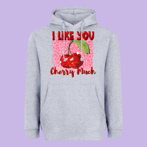 I Like You Cherry Much Valentine's Day Heavyweight Hoodie Designed By Fadigitalartstudio
