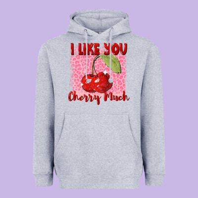 I Like You Cherry Much Valentine's Day Heavyweight Hoodie Designed By Fadigitalartstudio
