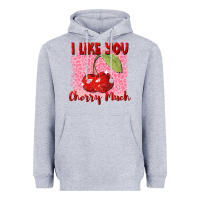 Heather Grey I like you cherry much Valentine's Day Heavyweight Hoodie - FaDigitalArtStudio