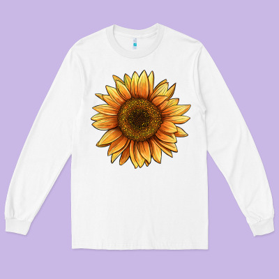 Sunflower Long Sleeve Tee Designed By Barkaloodesign