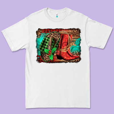 Country Boots Christmas Premium Tee Designed By Jasminsmagicworld