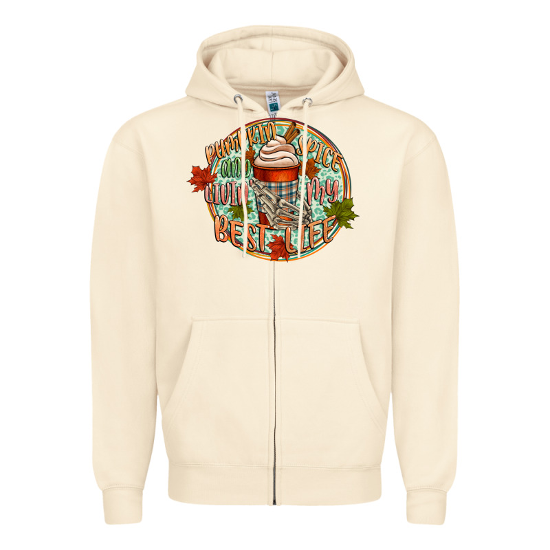 Pumpkin Spice And Livin My Best Life Zipper Hoodie by CowGirlArtShop | Teevron