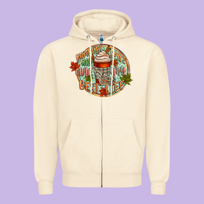 Pumpkin Spice And Livin My Best Life Zipper Hoodie Designed By Cowgirlartshop