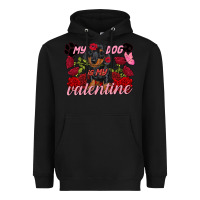 Black My dog is my Valentine's Day Heavyweight Hoodie - FaDigitalArtStudio