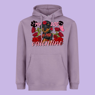 My Dog Is My Valentine's Day Heavyweight Hoodie Designed By Fadigitalartstudio