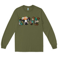Army Green love with holstein cow Long Sleeve Tee - BarkalooDesign